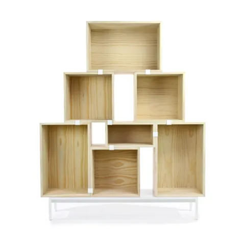 Modular træhylder i fyrtræ